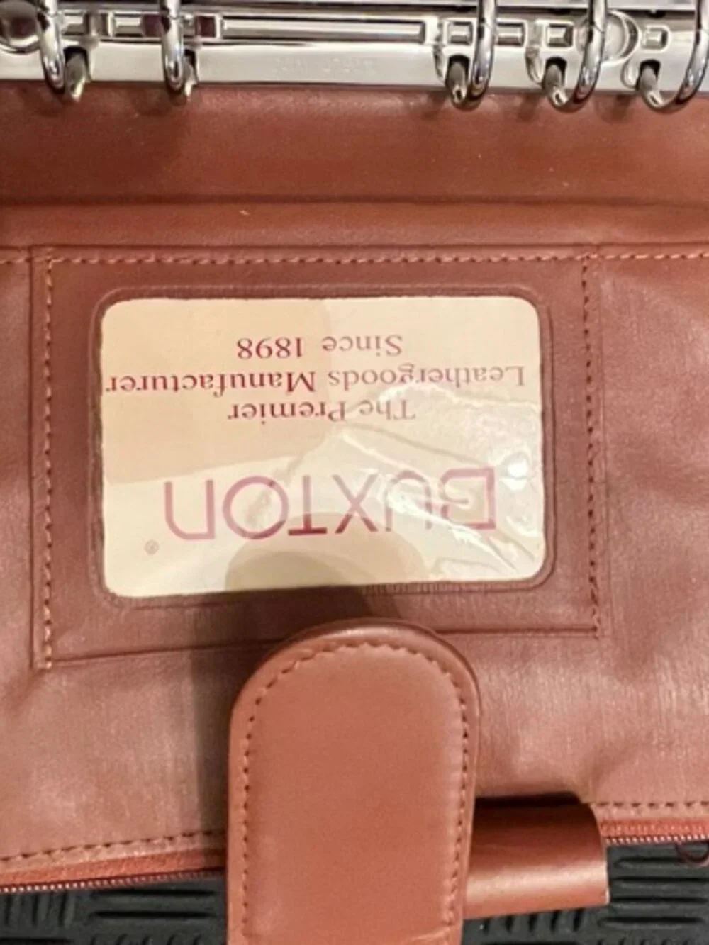 Vintage Buxton 6 Ring Binder Agenda Day Planner British Tan Leather Pgs Included